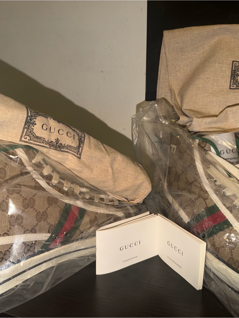 Gucci Brown GG Canvas Sneakers with Green and Red Web - Picture 2 of 7